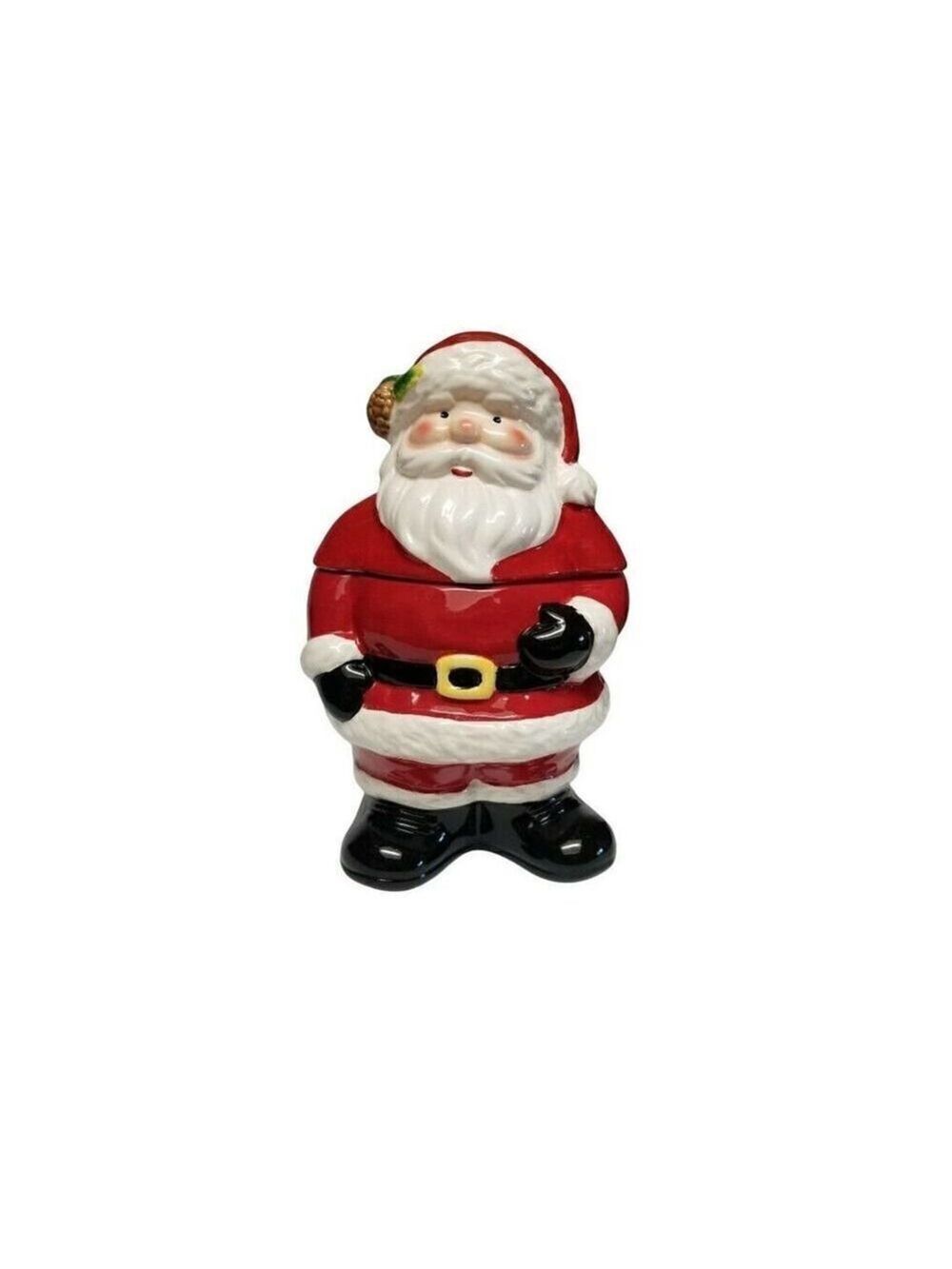 HOLIDAY SANTA Cookie Jar Red And White 11 Inches Tall Great as Gift